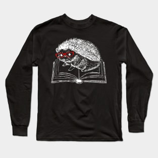 Cute Hedgehog Book Nerd Long Sleeve T-Shirt